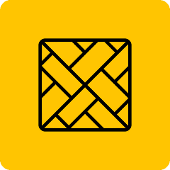 Black geometric pattern on yellow background.