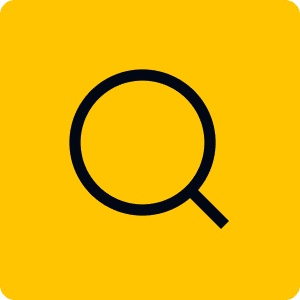 Magnifying glass on yellow background.